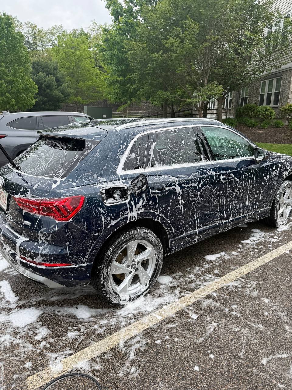 Full car detail Massachusetts — exterior foam wash in progress